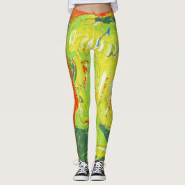 Crazy gult orange Red grönt-dans Leggings