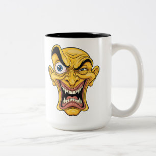 Crazy Gult Tecknad Ansikte Coffee Mugg - Funny Gif