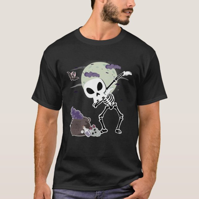 Crazy Halloween Alien Skull Dab Kids Skeleton Dabb T Shirt (Framsida)