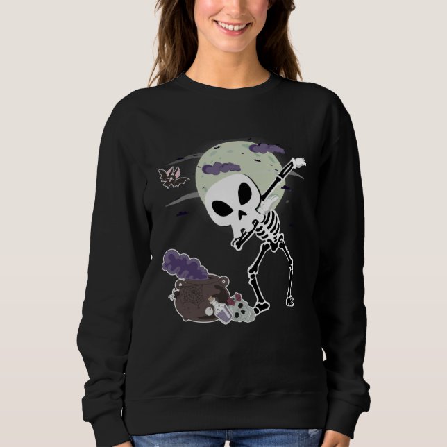 Crazy Halloween Alien Skull Dab Kids Skeleton Dabb T Shirt (Framsida)