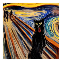 Crazy Halloween Black Cat "Skräm" Porträtt Art