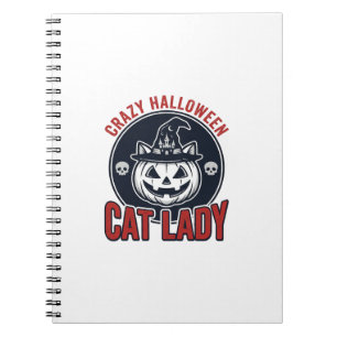 Crazy Halloween Cat Lady Vintage Witch Cat Tröja_1 Anteckningsbok