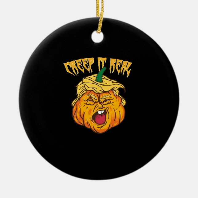 Crazy Halloween Pumpkin Trumpkin Costume Julgransprydnad Keramik (Framsidan)