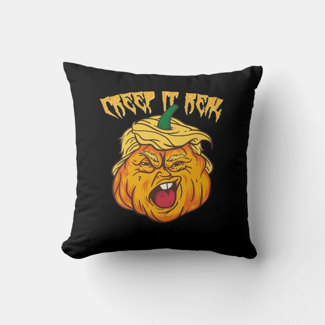 Crazy Halloween Pumpkin Trumpkin Costume Kudde (Framsida)