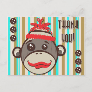Crazy Hat Sock monkey Tack vykort