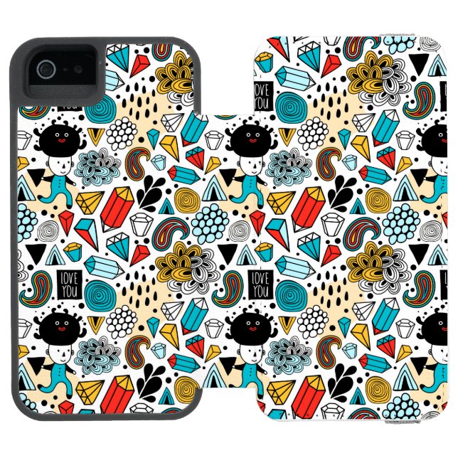 Crazy head incipio iPhone wallet skal (Folio Öppen)