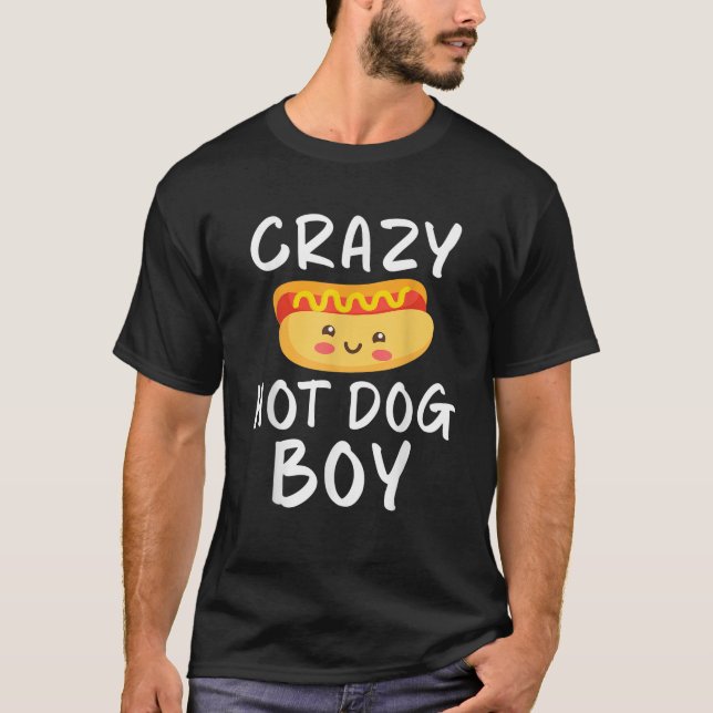 Crazy Hett Hund Boy Hett Hund älskare T Shirt (Framsida)