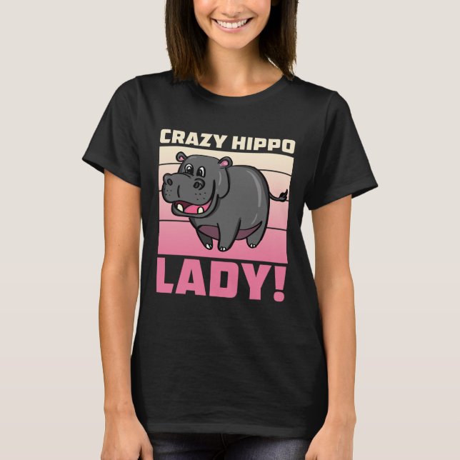 Crazy Hippo Dam - Funny Retro Hippo Shirt T Shirt (Framsida)