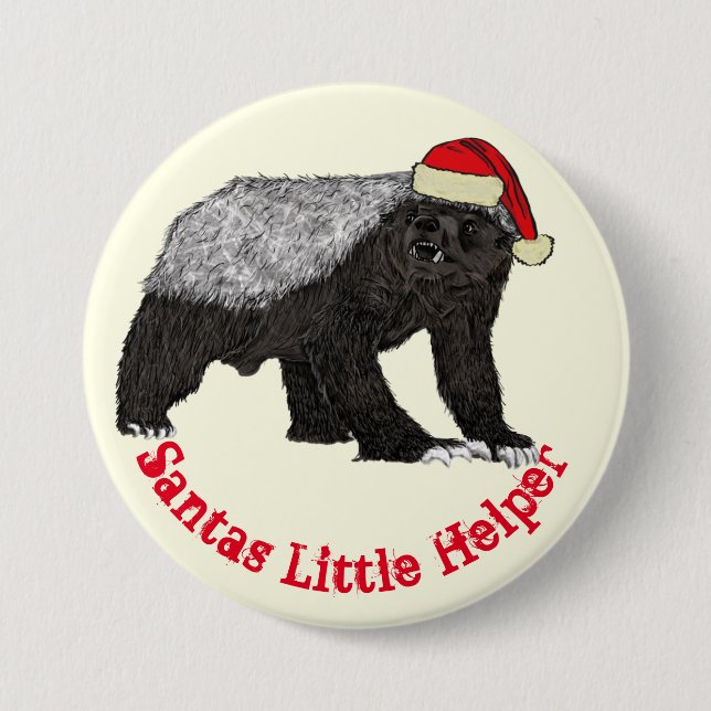 Crazy Honey badger Santa Funny Quote Knapp (Framsida)