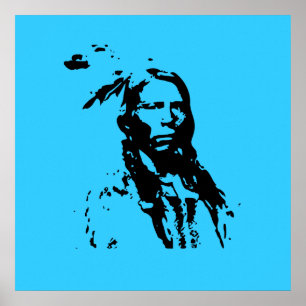 Crazy Horse Native American Leader 3 ft Canvas Pri Poster