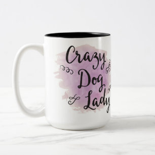 Crazy Hund Dam (Lila) Två-Tonad Mugg