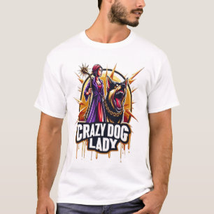 Crazy Hund Dam med sitt brandkår Hund T Shirt