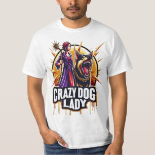 Crazy Hund Dam med sitt brandkår Hund T Shirt