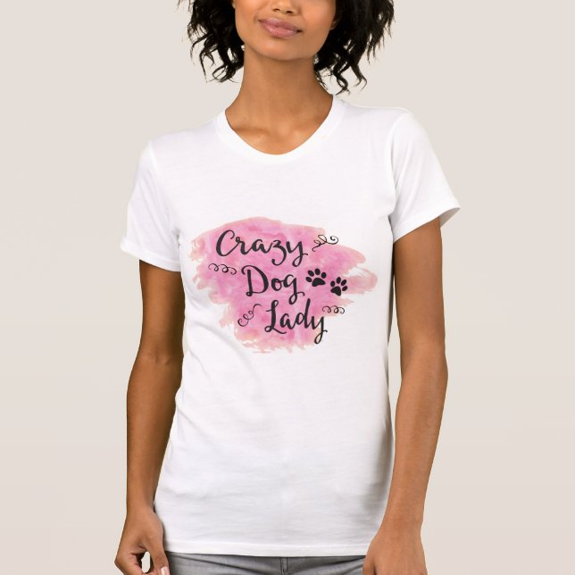 Crazy Hund Dam (Rosa) T-shirt (Framsida)