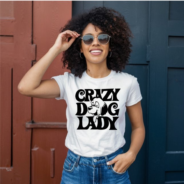 Crazy Hund Dam T Shirt (Skapare uppladdad)