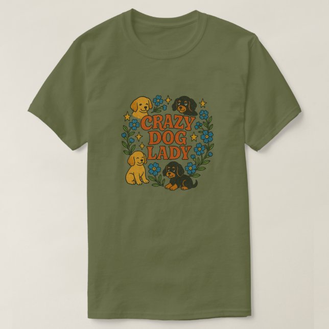 Crazy Hund Dam T Shirt (Design framsida)