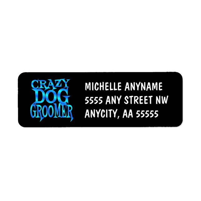 Crazy Hund Groomer Returadress Etikett (Framsidan)