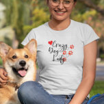 Crazy Hund Heart Tass avtryck T Shirt<br><div class="desc">Den här designen har skapats med digitalteknik. Det kan vara personlig genom att klicka på anpassningsknappen och ändra färg, lägga till namn, initialer eller ord. Kontakta mig på colorflowcreations@gmail.com om du vill ha denna design på en annan produkt. Köp min ursprungliga abstrakt-akrylmålning för försäljning på www.etsy.com/shop/colorflowart. Se fler av mina...</div>