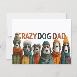 "Crazy Hund Pappa" med Hundar i vinterkläder Vykort