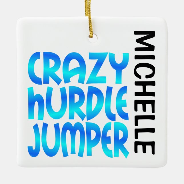 Crazy Hurdle Jumper ANPASSNINGSBAR Julgransprydnad Keramik (Framsida)