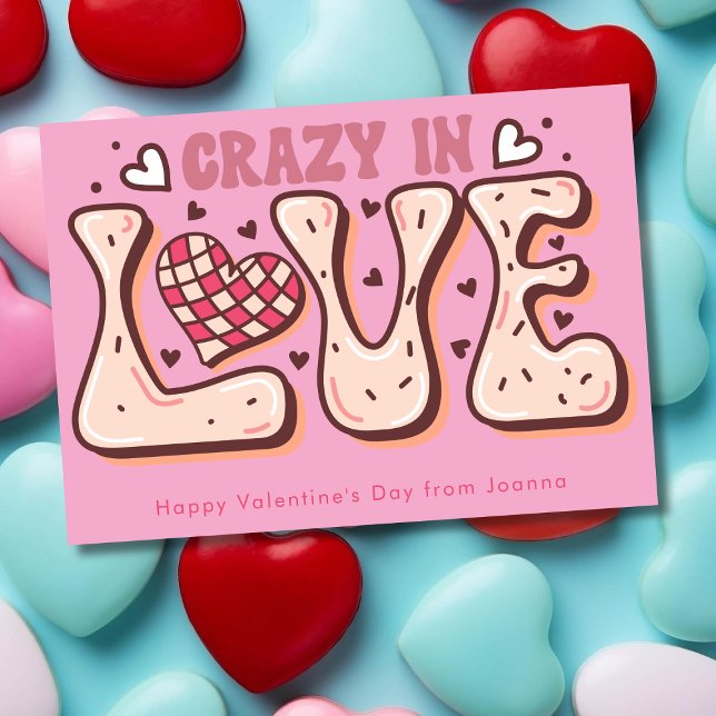 Crazy i kärlek-retro-valentins dag julkort (Skapare uppladdad)