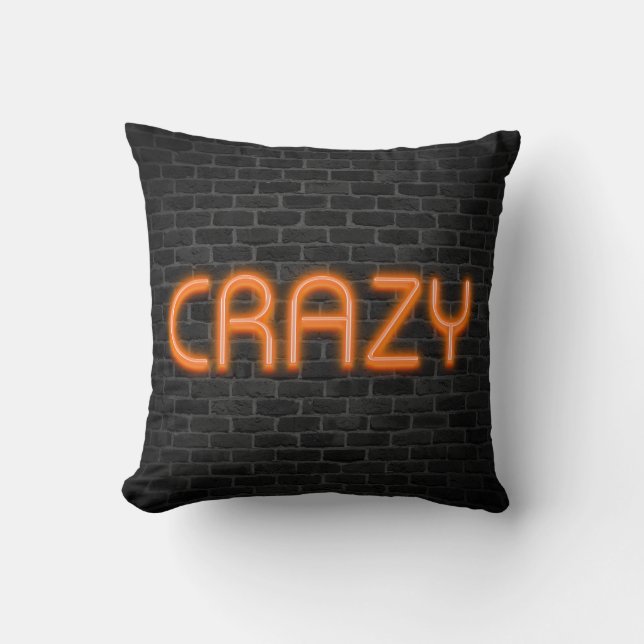 CRAZY I Orange Neon Ljus Kudde (Framsida)