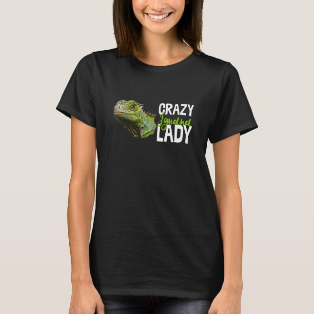 Crazy Iguana Dam Reptile Lizard Animal Novelty T Shirt (Framsida)