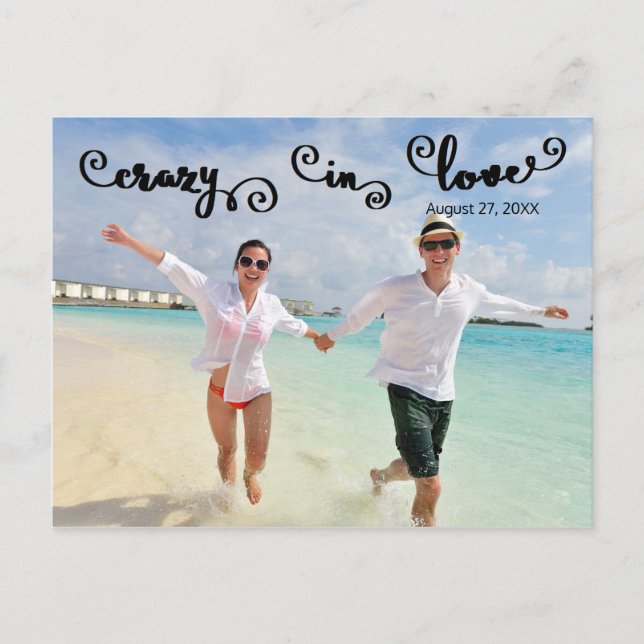Crazy in Love - Save Date Post Card Meddelande Vykort (Framsida)