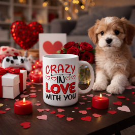Crazy in Love Valentins typografi Kaffemugg