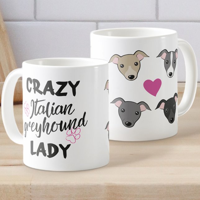 Crazy Italy Greyhound dam Hund älskare Funny text Kaffemugg (Skapare uppladdad)