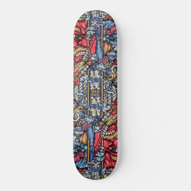 Crazy Japan Samurai Dragon Graffiti Mini Skateboard Bräda 18,5 Cm (Framsida)