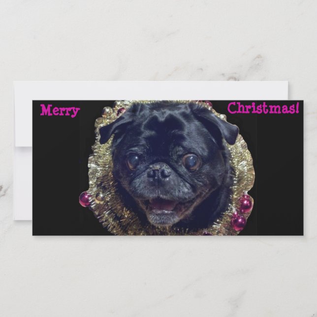 Crazy jul Pug-fotokort Julkort (Framsida)