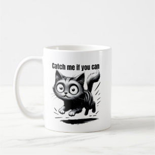 Crazy Jumping Cat Funny Tecknad Design Kaffemugg