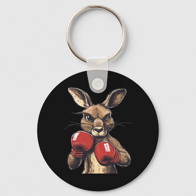 Crazy Kangaroo med boxinghandskar för en Vild Slår Nyckelring (Framsida)