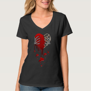Crazy Kärlek Ontr Broken Heart Pain Skeleton Blood T Shirt