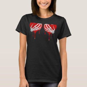 Crazy Kärlek Ontr Broken Heart Pain Skeleton Blood T Shirt