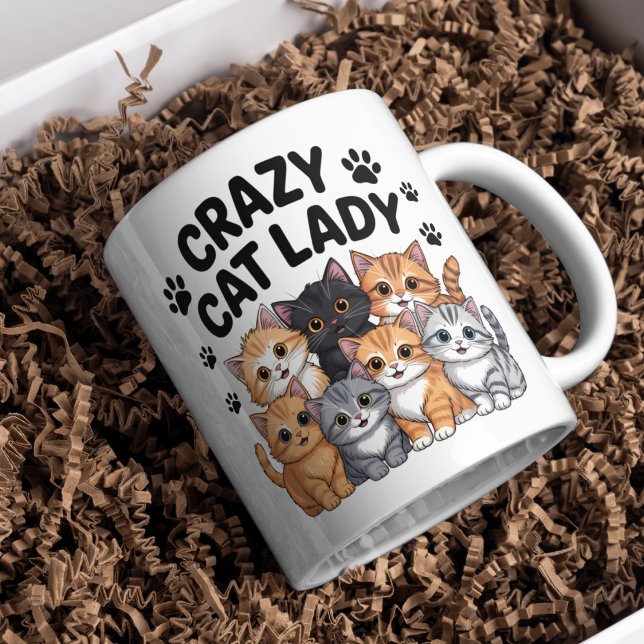 Crazy kattdam Funny kattälskare kaffemugge Kaffemugg (Skapare uppladdad)