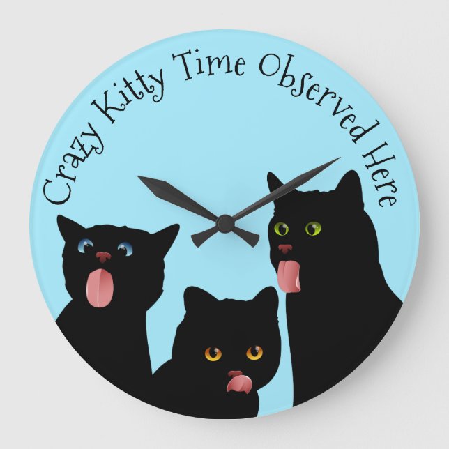 Crazy Kattunge Time Cat Clock Stor Klocka (Framsida)