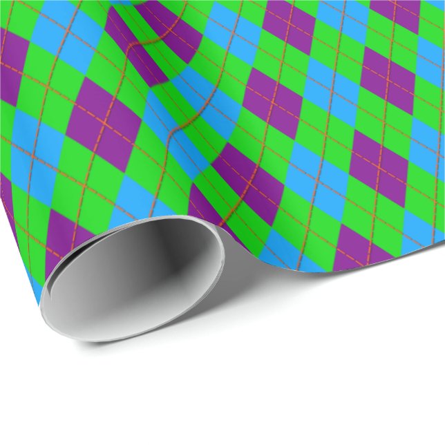 Crazy Kids Färg 14 Argyle Gift Wrapping Papper Presentpapper (Rullad Hörn)