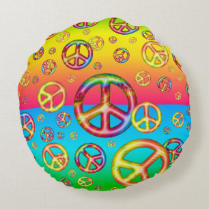 Crazy Kids Färg-PEACE OUT-16-in Round Pillow Rund Kudde