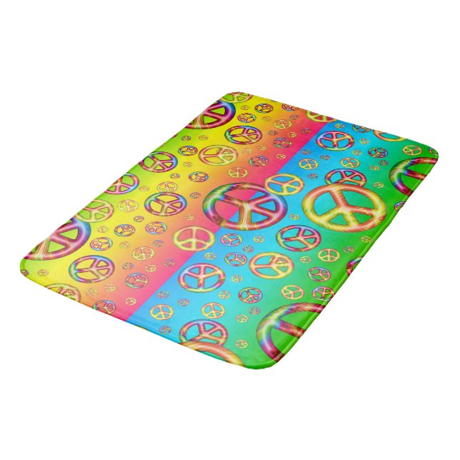 Crazy Kids Färg-PEACE OUT-Large Bath Mat Badrumsmatta (Vinklad)