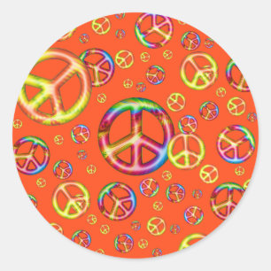 Crazy Kids Färg-Peace Out-Orange Round Stickers Runt Klistermärke