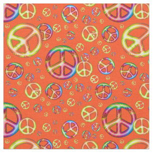 Crazy Kids Färg-Peace Out Orange-Zazzle Fabric Tyg