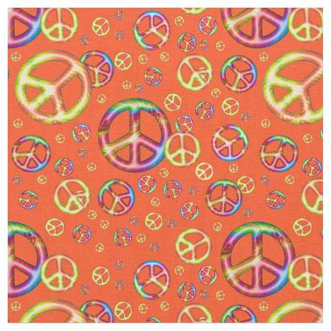 Crazy Kids Färg-Peace Out Orange-Zazzle Fabric Tyg (Närbild)
