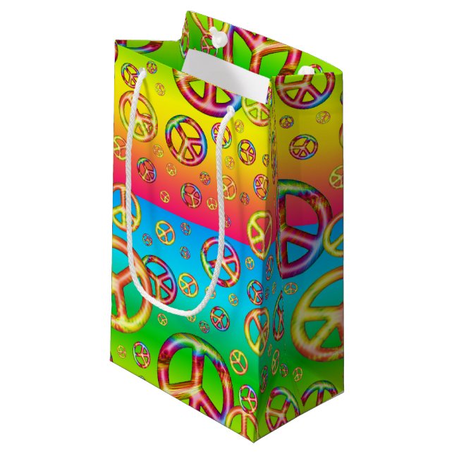 Crazy Kids Färg Peace OUT-Small Gift Bag (Framsidan Vinklad)