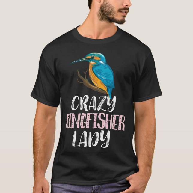 Crazy Kingfisher Lady u2013 Cute Kingfisher Bird T Shirt (Framsida)