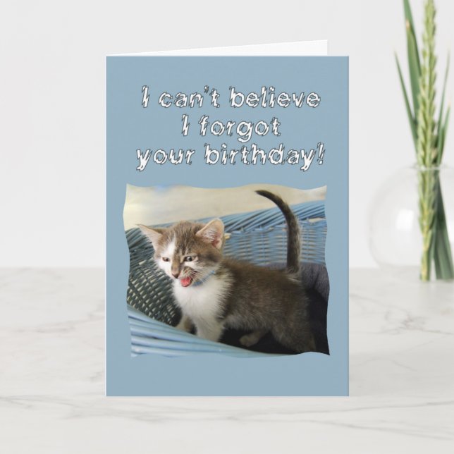 Crazy Kitten Belated Birthday Kort (Framsida)