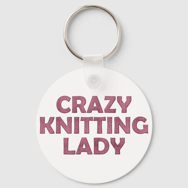 Crazy Knitting Dam Nyckelring (Framsida)
