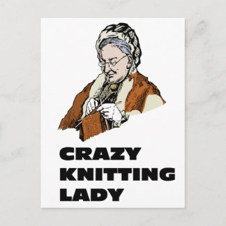 Crazy Knitting Dam Vykort
