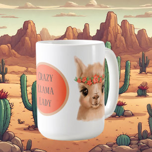 Crazy Lama dam lägger till text Kaffemugg
